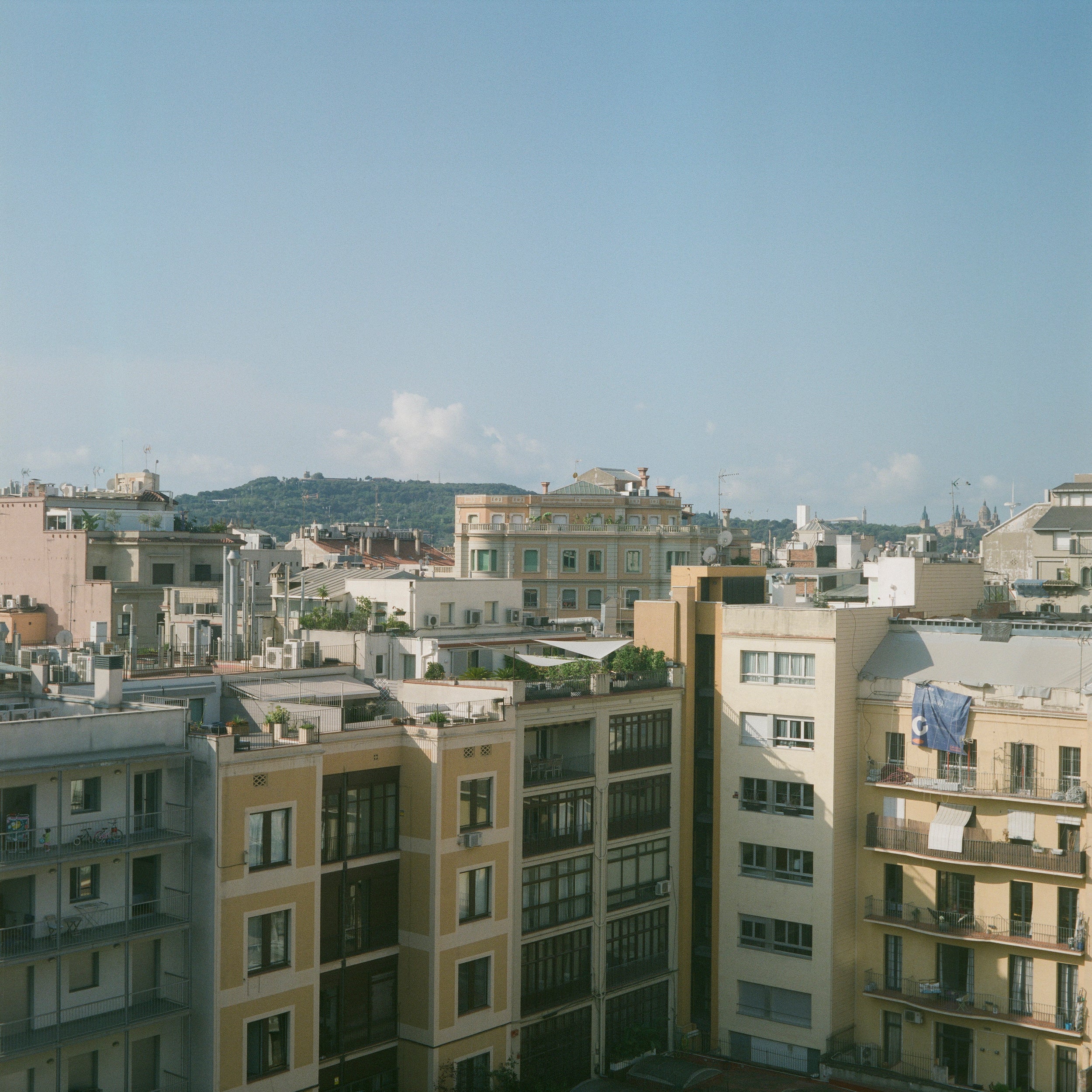 Barcelona rooftops photographed on film